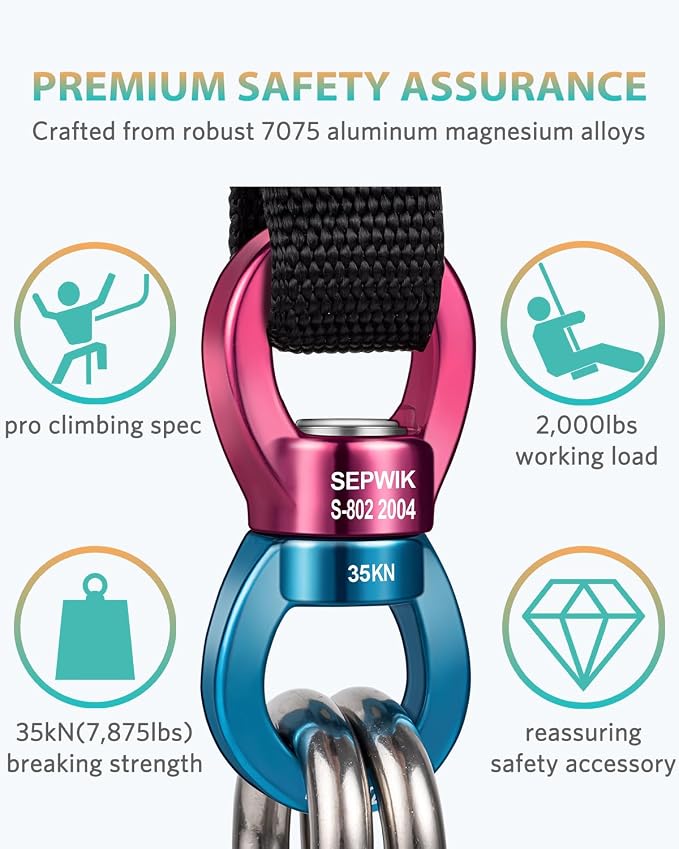 Swing Swivel, 35KN Swing Spinner, 360° Safety Rotational Device Hanging Accessory for Hanging Hammock, Web Tree Swing, Aerial Dance, Children's Swing