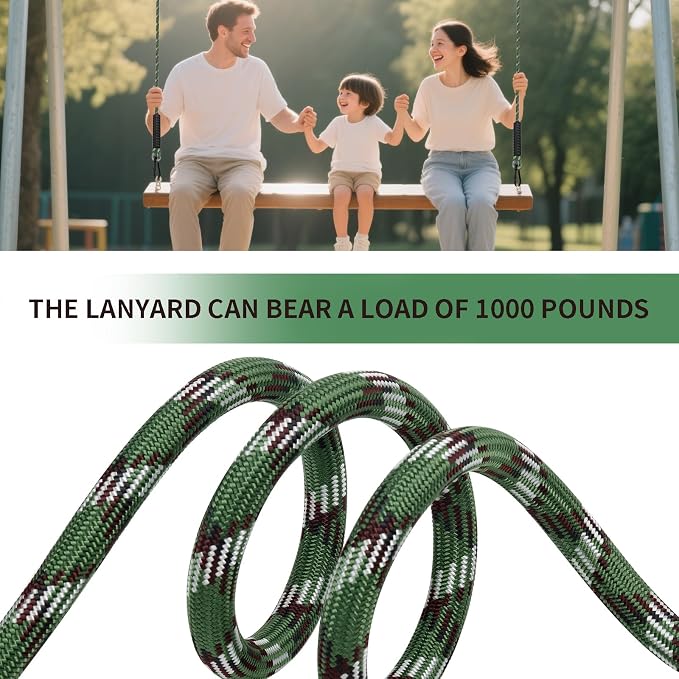 Heavy Duty Tree Swing Ropes Hammock, Adjustable Extendable Hanging Straps, Carabiners 1000lbs for All Swings Hammock Playground Set Accessories 7.25ft(87") of 2, Green