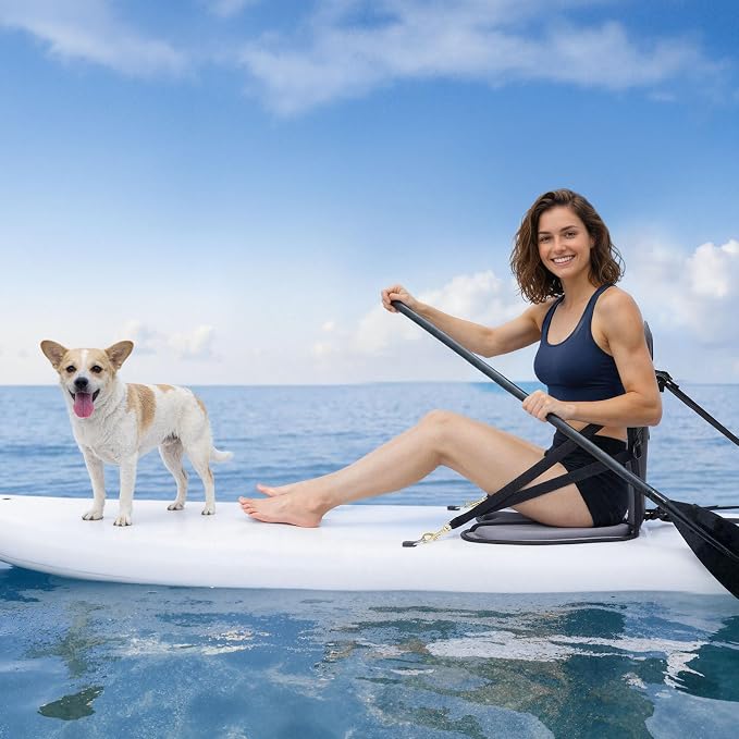 VEVOR Kayak Seat, Universal Paddle Board Seat with Adjustable Back Support, Multiple Thickness Options (0.5” to 2.6”), Soft Padded Cushion & Storage Bag for SUP, Canoe, Fishing Boat, Inflatable Kayak