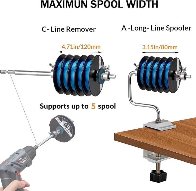 THKFISH Fishing Line Spooler Fishing Line Winder Spooler Fishing Accessories Adjustable Stable Portable Fishing Line Spooler/Fishing Line Remover