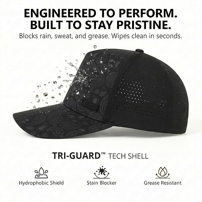 TOP-EX Performance Baseball Hat for Men Water Resistant Golf Cap Running Cooling Snapback Laser Perforated