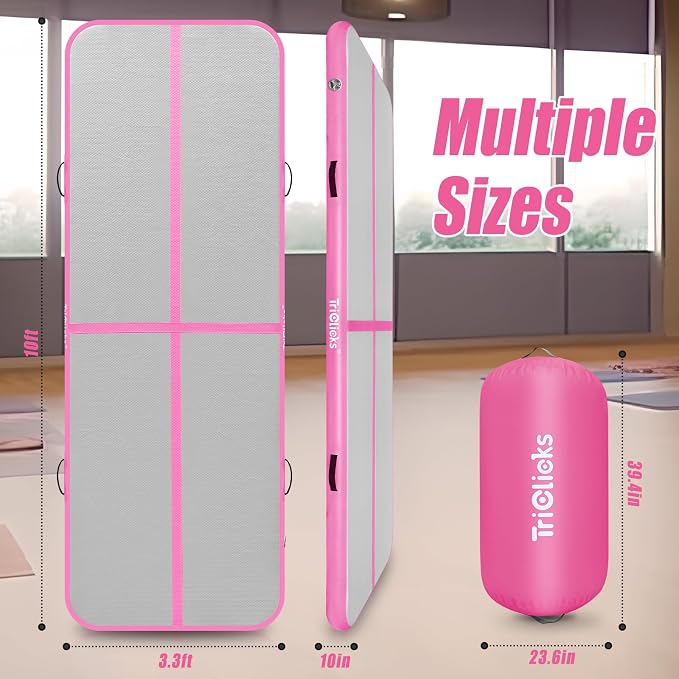 Triclicks Gymnastics Barrel Inflatable Air Roller Barrel Tumble Track Equipment Octagon Mat for Backhandspring Trainer Yoga Cheerleading Home Use Gym Without Pump
