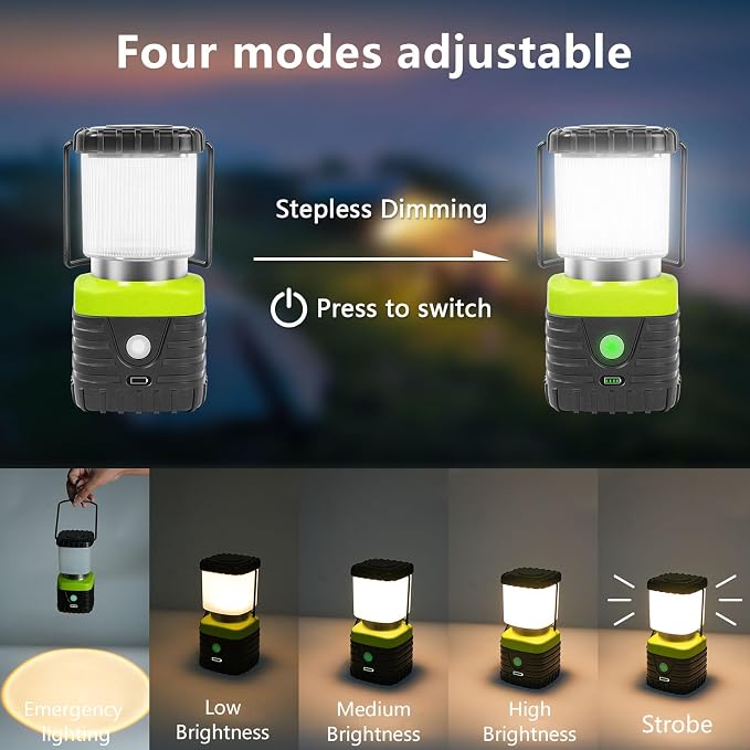 Jarxin 3PCS 3200K Warm Light LED Camping Lantern Rechargeable 1000LM, 4500mAh Power Bank, Flashlight for Hurricane Emergency, Hiking, IP44 Waterproof Lantern(Black)