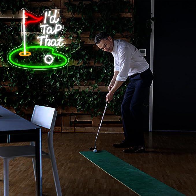 I 'd Tap That Neon Sign for Wall Decor Golf Led Neon Light for Man Cave | Dimmable Neon,Golfer Birthday Gifts,Led 5V USB Powered,Party,Office,Bedroom,Sport Bar Decor,Course Gym Wall Art,12.9*12.9in