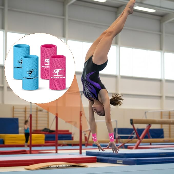 WinnerWhy 2 Pairs 5.25 Inch Gymnastics Wristbands for Grips Comfortable Cotton Wrist Bands Sweat Band Extra Lengthen Long Gymnastics Wrist Sweatbands for Female Gymnasts