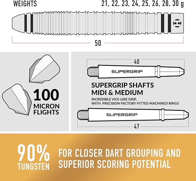 Harrows Combat 90% Tungsten Steel Tip Darts Set I 21g to 30g All Weights Available I Huge 17pcs Bundle with Spare Shafts, Prime Flights & Travel Case