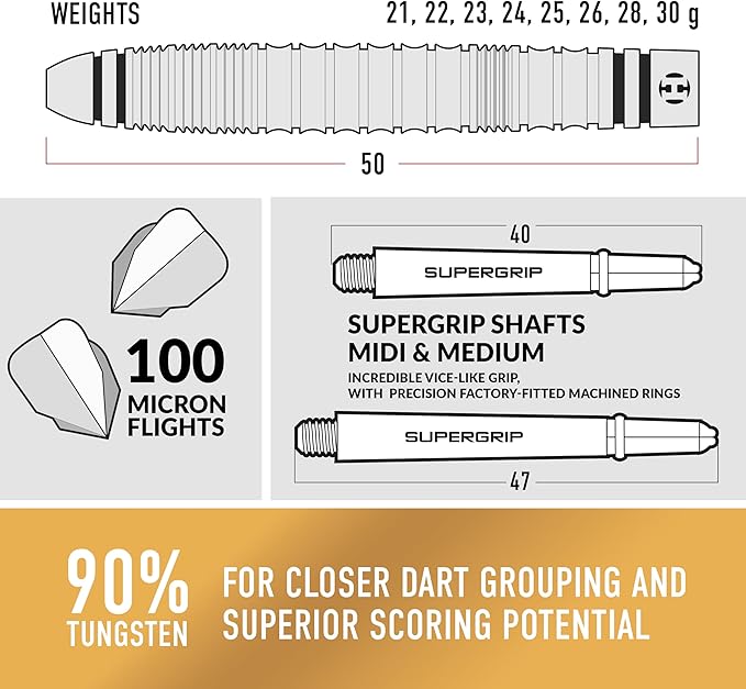 Harrows Combat 90% Tungsten Steel Tip Darts Set I 21g to 30g All Weights Available I Huge 17pcs Bundle with Spare Shafts, Prime Flights & Travel Case