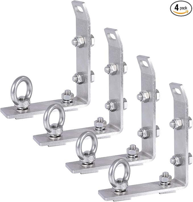 Load Stops Replacement T-Slot Truck Cross Bar, 304 Stainless Steel Roof Rack Brackets, Easy Install No Drilling, for Ladders, Kayaks, Skis, Pickup Truck & SUV Owners – 4 Pack
