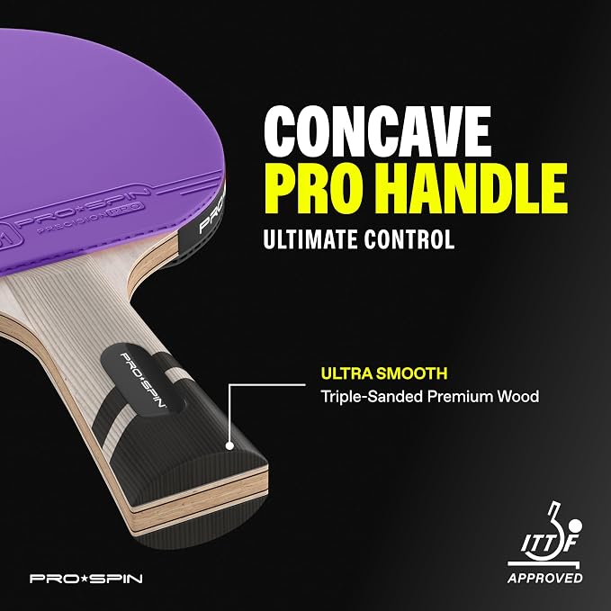 PRO-SPIN Ping Pong Paddles – ITTF Approved Professional Table Tennis Rackets with Carbon Fiber for Superior Control | 7-Ply Blade, Premium Rubber, 2.0mm Sponge