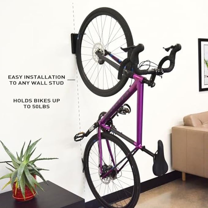 Feedback Sports | Velo Hinge 2.0 (2 Pack) Pivoting Swivel Bike Wall Mount | Vertical Bicycle Hanger | Garage Fold Away Bike Hook | Road, Gravel, Mountain Bike Compatible