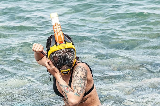 OCEAN REEF - Aria QR + Quick Release Snorkeling Mask - Full Face Snorkeling Mask - 180 Degree Underwater Vision - 8 Colours and 4 Sizes
