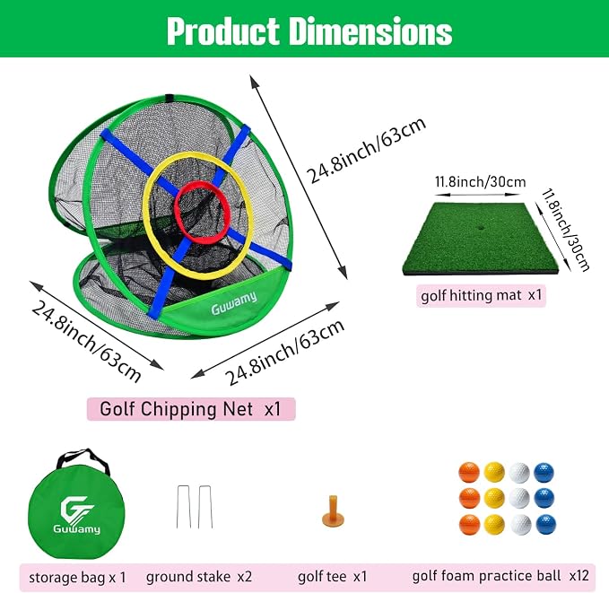 Pop Up 3-in-1 Golf Chipping Net – Circular Design for Relaxed Training, 3 Modes for Precision & Distance, Ideal Indoor/Outdoor Practice Kit, Golfer Gift