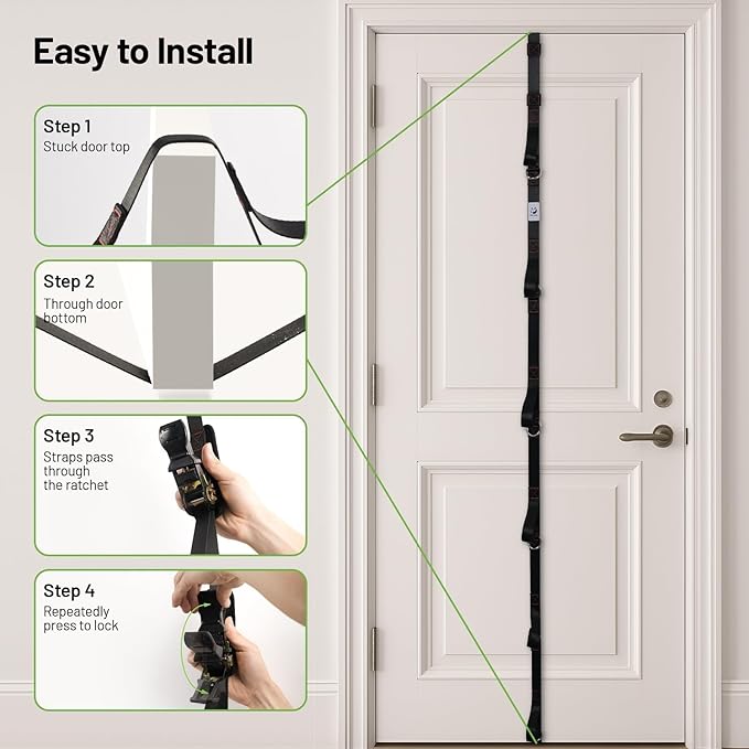 Slim Panda Door Anchor Strap for Resistance Bands, Door Exercise Equipment with Ratchet Adjust Tighten, Multi Point Anchor Gym Attachment, Portable Door Resistance Bands for Home Gym Workouts