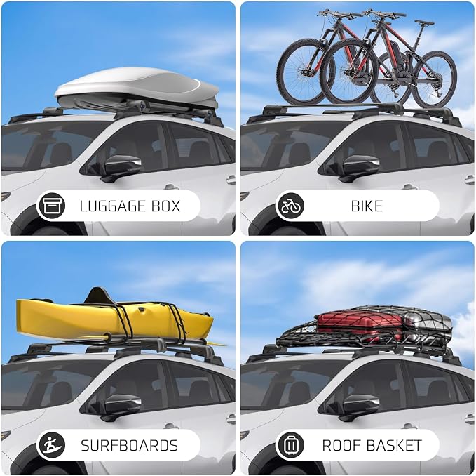 HYR Lockable Roof Rack Cross Bars Compatible with Subaru Crosstrek 2024-2025 Limited Premium Sport with Raised Side Rails (Not Fit Wilderness), Aluminum Anti-Theft Roof Rails Crossbars Rooftop