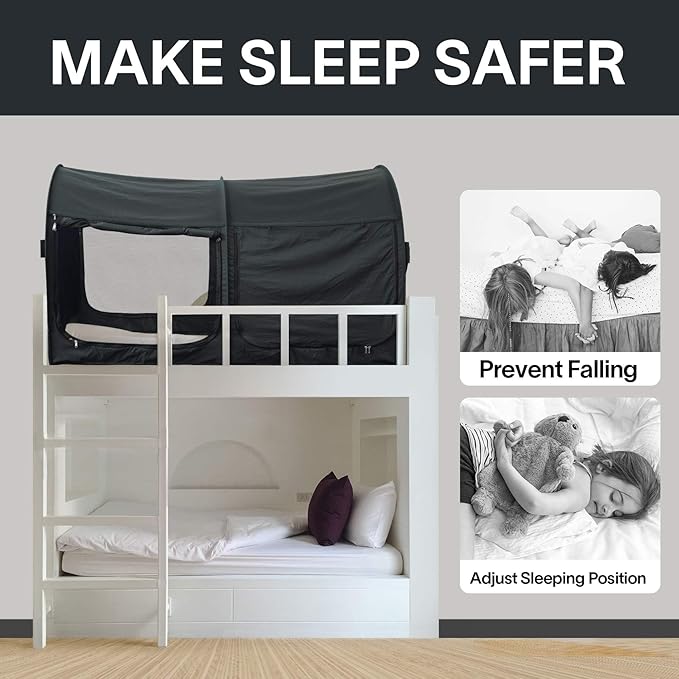 Alvantor® Bed Canopy Bed Tents 2-in-1 Dream Tents Privacy Space Twin Size Sleeping Tents Indoor Pop Up Portable Frame Curtains Breathable Gray Cottage Reducing Light & Air Ventilation