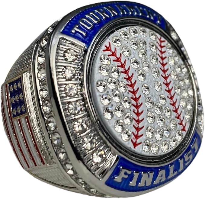 Legacy Rings 1 or 12 Pack Softball Baseball Championship Trophy Ring Tournament Champions or Finalists Silver-Tone Clear