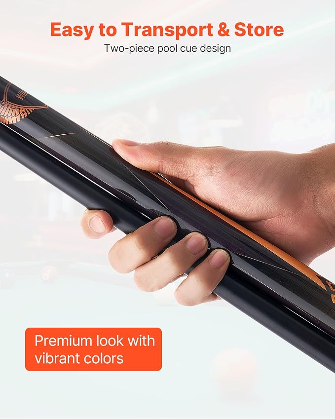 VEVOR Pool Cue, Pool Stick, 58 inch Billiard Pools Cue Stick with Multi-Layer Tip & ABS Connection Ring, Cues Sticks for Professional Pool Table, Bar, Home, Office