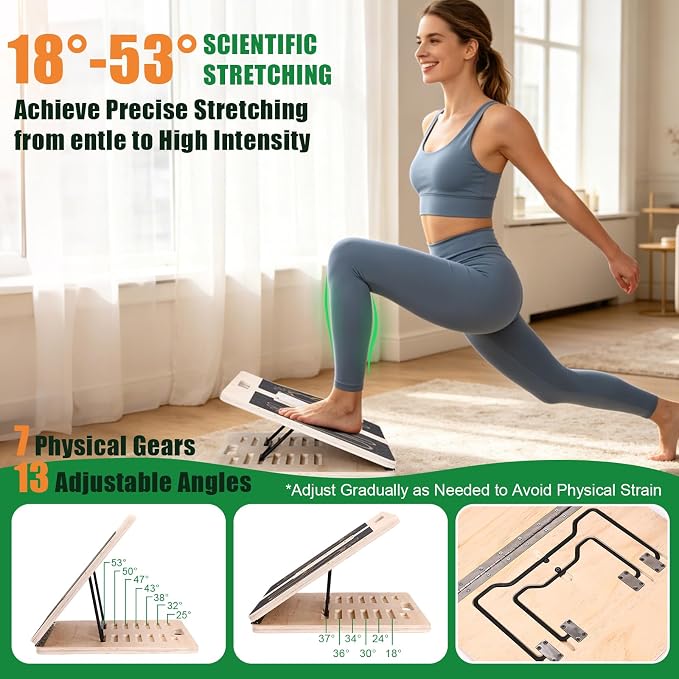 Wooden Slant Board for Exercise & 17.5" Wide Calf Stretch Board | Adjustable Incline Board with 12 Angles for Squats and Physical Therapy, Funny Balance Board with 3 Difficulty Maze Tracks