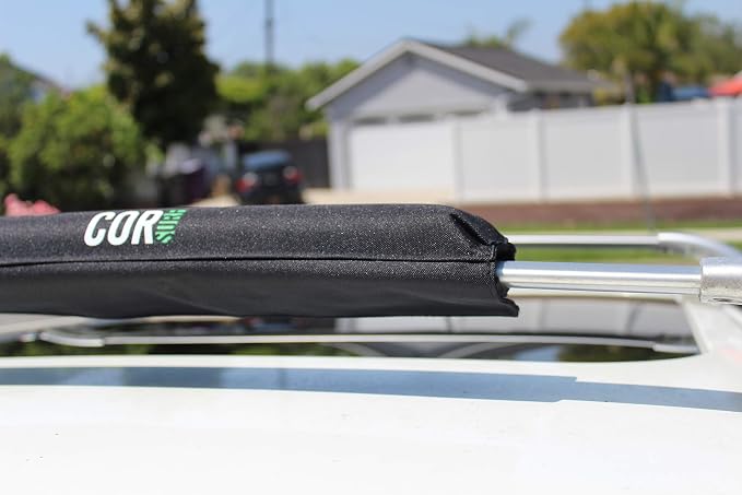 COR Surf Aero Roof Rack Pad and Premium No-Scratch Cam Buckle Tie Down Straps with Protective Silicone for Surf, SUP, Kayak and Canoe (19" Narrow Black)