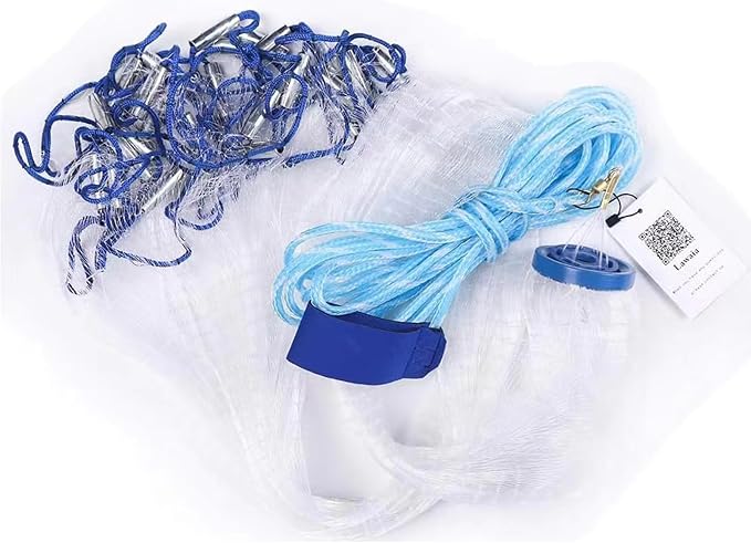 Lawaia Cast Net Cast Nets for Fishing Hand Throw Bait Nets 1/2 inch Mesh Freshwater Saltwater Fish Gear - Ideal for Shrimp, Fish & Fly Fishing with 3FT - 12FT Radius