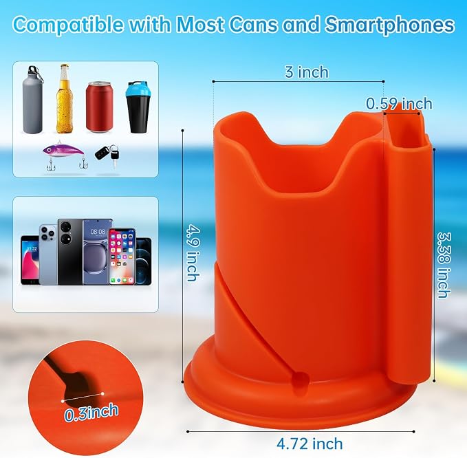 Paddle Board Cup Holder, Kayak Cup Holder 2-in-1 Drink & Phone Holder, Paddleboard and Kayak Accessories for SUP, Kayaking, Fishing, Yoga, or Surfing Adventures(Orange)