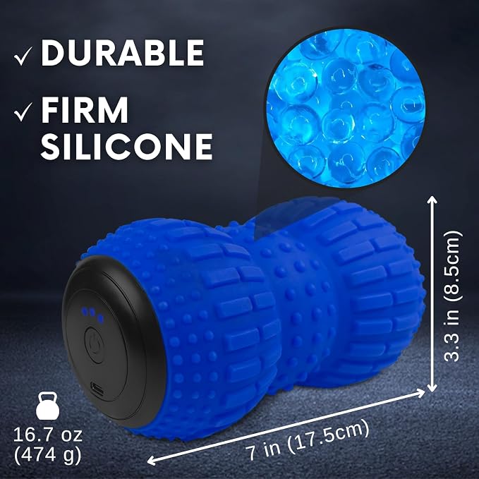 ZeenKind Vibrating Peanut Massage Ball for Plantar Fasciitis, Muscle Pain Relief with 4 Speed, Deep Tissue Therapy for Myofascial Release & Muscle Recovery, Neck Back Foot Roller Massager | Portable Foot Roller Massager for Deep Tissue Therapy Muscle P...