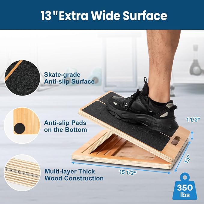 StrongTek Slant & Balance Set – Green Foam Pad + 13" Adjustable Slant Board for Rehab & Stretching