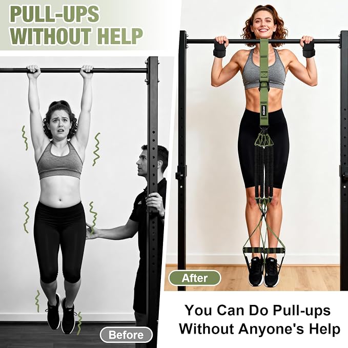 Upgraded Pull Up Assistance Bands for Women, Heavy Duty Resistance Bands with Handles, Exercise Band with Door Anchor, Workout Band Set for Pull Up Bar, Full Body Sculpting,Muscle Training, Home Gym