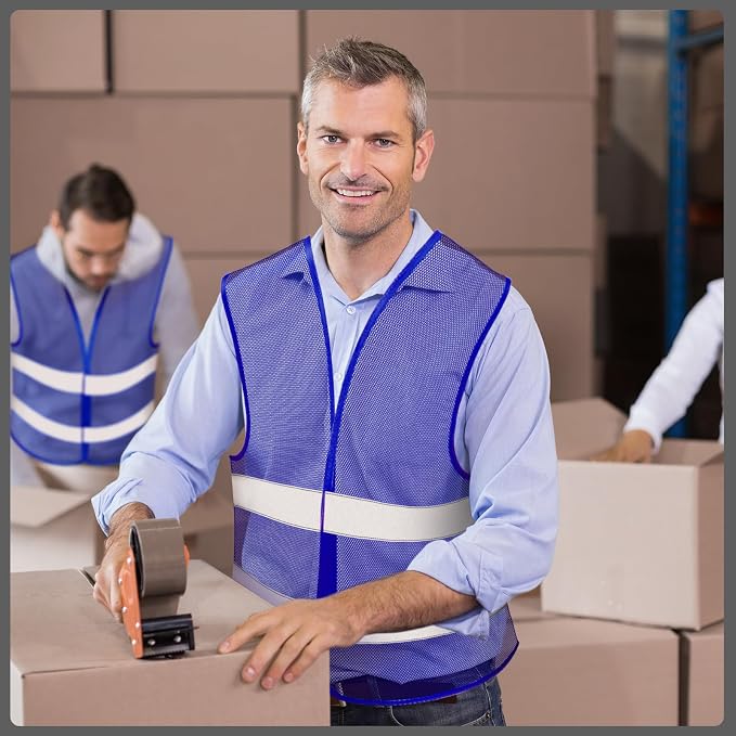 Unittype Reflective Safety Vests Hi Vis Work Vest Mesh High Visibility Silver Strip Adjustable Size for Men Women Outdoor