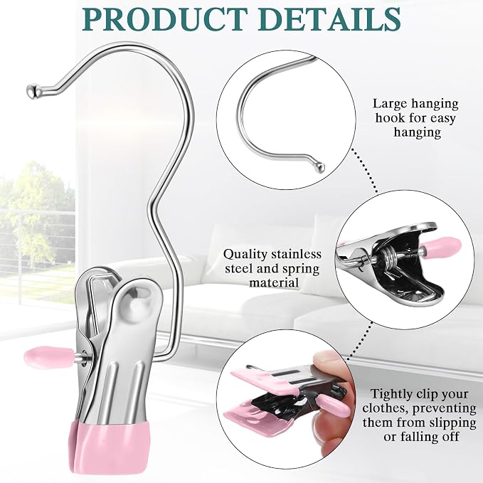 Yinder Boot Hangers Clips Laundry Hooks Hanging Stainless Steel Clothes Pins Portable Clip Hangers for Closet Travel Socks Pants Handbags Hats Towels (Multicolor,300 Pcs)
