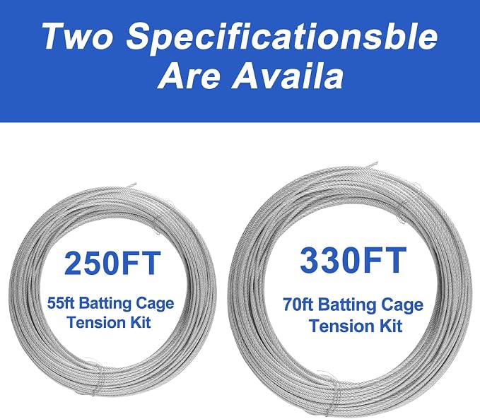 Batting Cage-Netting Wire Tension Kit for 55ft/70ft,Adjustable Batting Cage Suspension Net Kit, Batting Cage Net Hanging Kit for Baseball and Softball