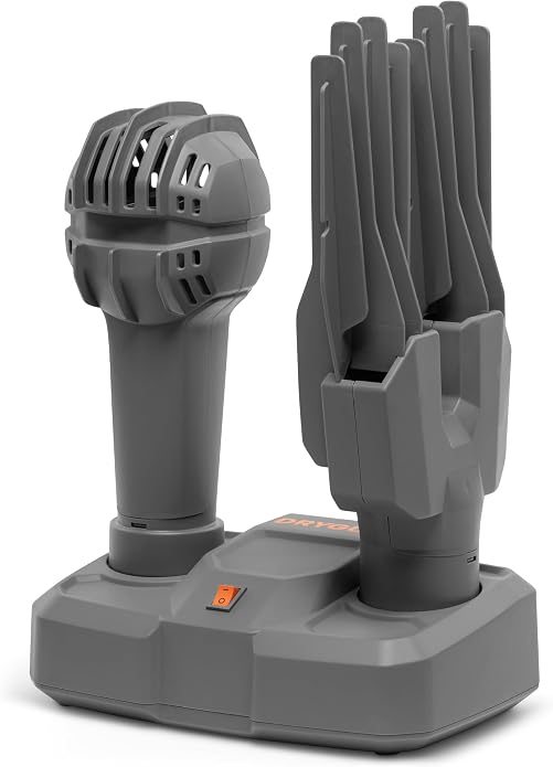 Helmet & Glove Dryer, No-Heat Fan-Driven for Quick Drying of Helmets & Gloves, Compact & Whisper-Quiet, Durable Plastic with Helmet-Specific Ports, 6-Foot Power Cord for Flexible Placement