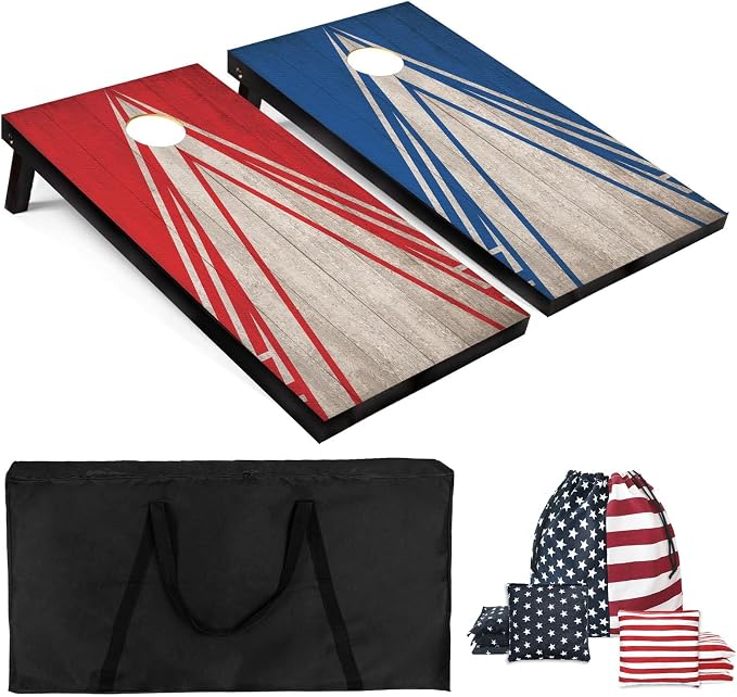 Cornhole Board Set 4x2 Regulation Size Cornhole Set with Carrying Bags & 8 Bean Bags Corn Hole Boards Bean Toss Game for Adults Family Outdoor Lawn Outside Backyard Games
