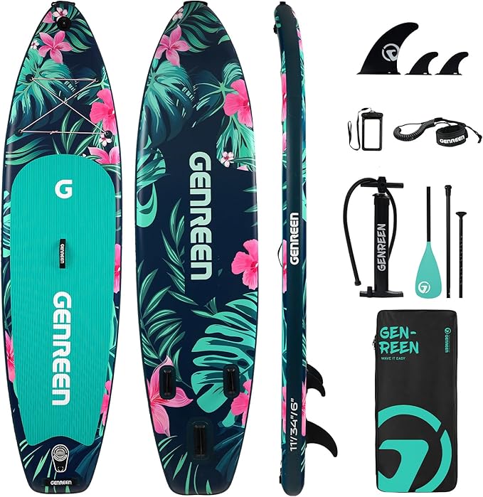 Paddle Board Stand up Paddle Board (Extra Large 11'*33/34") Newly Improved 2 Side Layers 450LBS Quality Inspection×5 (All-Season for JP customers) paddleboards Fishing Family Pet Friendly