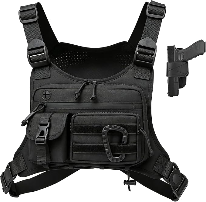 Muserise Outdoor Chest Bag For Men and Women, Tactical Vest For Running, Cycling, EDC Chest Pack Rig For Sports and Workouts