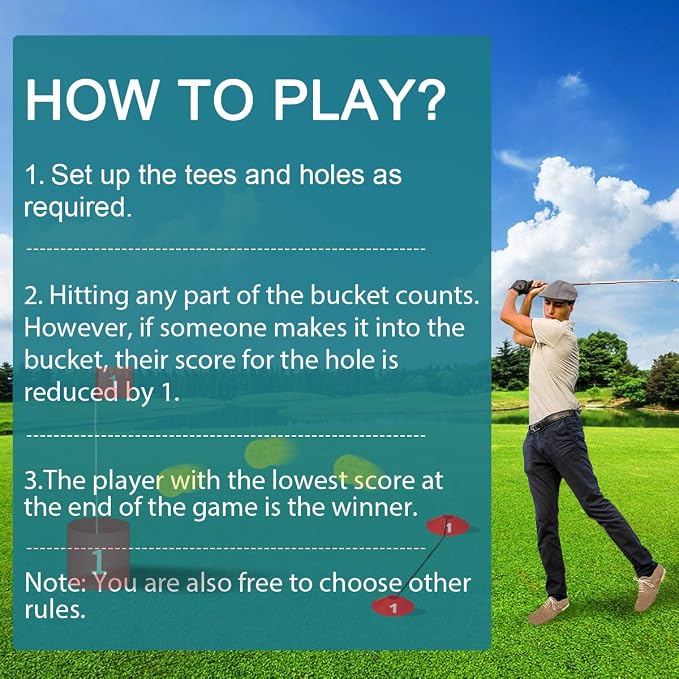 Golf Yard Bucket Games 3 Holes Golf Practice Game with Flag, Golf Chipping Game for Kids and Adults Outdoor, Indoor, Park, Beach, Backyard, Lawn
