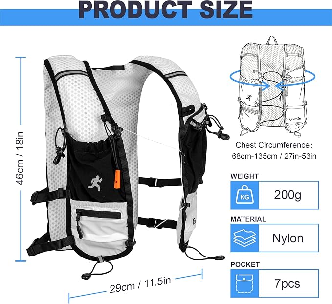 Running Vest with Adjustable Chest Straps for Women Men Hydration Vest for Marathon Jogging Hiking Cycling