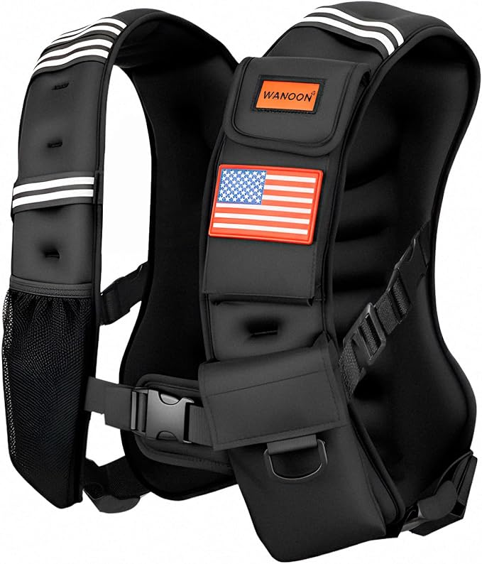 WANOON Weighted Vest for Men Women, 8lb/12lb/16lb/20lb/30lb/40lb Fixed Weight, Plus Size Fitness Vest with Phone Pocket & Reflective Strips for Walking Running Rucking Strength Training
