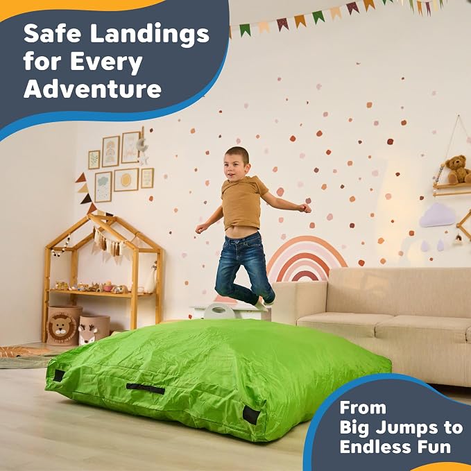 SaferBounce Crash Pad for Kids Sensory | Big 5Ft x 5Ft, 3Ft x 4Ft Or 3Ft x 3Ft | Autism Sensory Crash Mat for Jumping Play | Crashpad | Soft Foam Landing Pad | Giant Mat Pillow | Climbing, Gymnastics