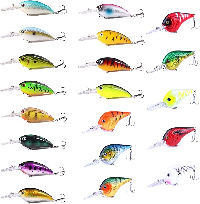 Fishing Lures Kit Mix Includes Minnow Popper Crankbait and Fish Hook for Fishing Saltwater Freshwater Trout Bass Salmon