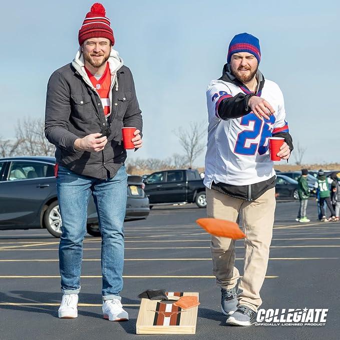 Wild Sports College Portable Size 1' x 2' Solid Wood Cornhole Set with Direct Print HD Team Graphics – Travel Size