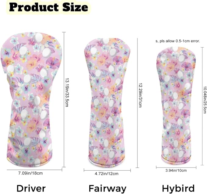 Rnyleeg Golf Club Head Covers for Women Driver Head Cover Leather Fairway Wood Headcover Hybrid Headcovers for Golf Clubs