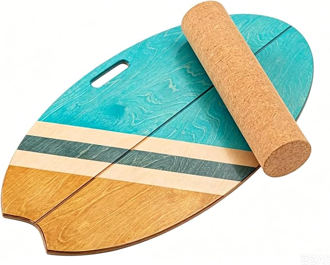 Balance Board Indoor Surfboard Surf Style Home Fitness with Wheel for Exercise, Athletic Training and Board Sports - Fun Workout Equipment For Balance, Stability and Improving Core Strength