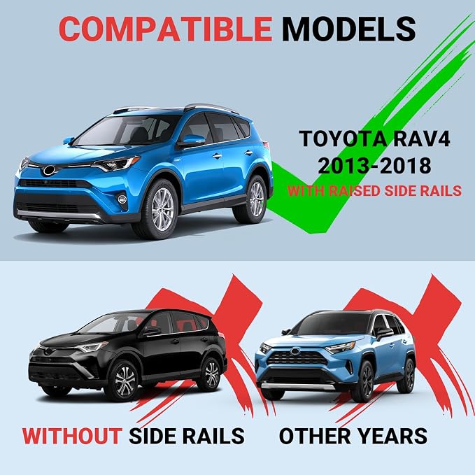 Roof Rack Cross Bars Compatible with Toyota RAV4 2013-2018, Heavy-Duty Aluminum Roof Crossbars, 260 LBS Load Capacity, Rooftop Cargo Carrier for Bike, Snowboard, Skis, Luggage