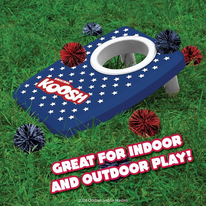 Koosh Kornhole 4th of July - Cornhole Set for Kids - Outdoor Toys for Boys and Girls - Perfect for Beginners - Preschool Toys, Easy Storage, 1 Kornhole Board, 6 Koosh Balls Included, Ages 5+