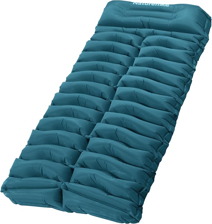 Naturehike Camping Sleeping Pad, Ultralight Inflatable Sleeping Mat with Pillow &Air Pump Sack, 3.74 Inch Lightweight Air Mattress for Camping, Backpacking, Hiking, Traveling