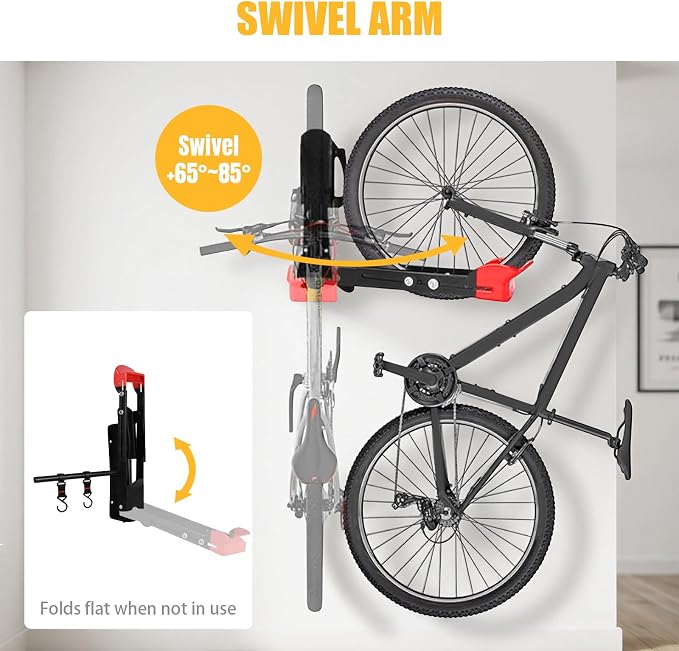 Favoto Swivel Bike Wall Mount 4-Pack, Space-Saving Garage Bike Rack System for Home & Shed, Fits up to 29" Wheels 2.4" Tires, Each Holds 77 lbs