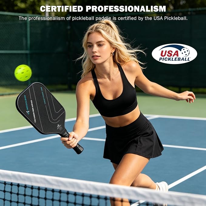 Pickleball Paddles, Multi-Layer T700 Textured Carbon Fiber Pickleball Paddle, 2-Types of Thickenesses, Strong Power and Spin Surface, USAPA Approved Carbon Fiber Surface Pickle Ball Paddle