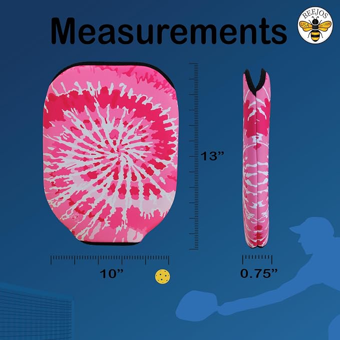 BeeJos Spirl Tie-Dye: Premium Slip-On Pickleball Paddle Cover-Fits Standard Size Paddles-Zipperless (Paddle not Included) Handmade in USA