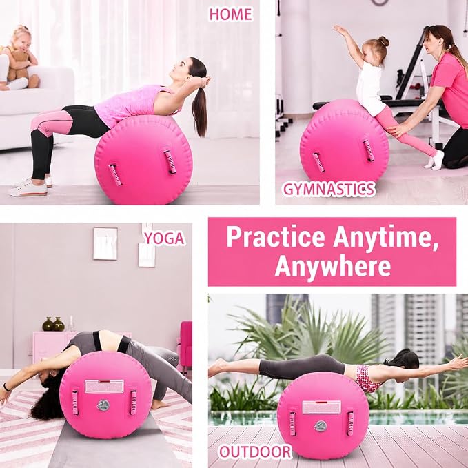 CZGBRO Gymnastics Barrel Air Roller NO Pump, Inflatable Tumbling Equipment Air Mat Octagon Mat for Backhandspring Training Cheerleading Home Use